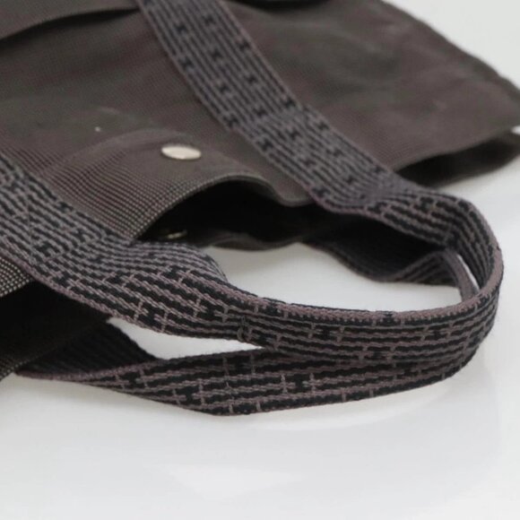 HERMES Her Line Tote Bag Canvas Gray Silver Auth 132562 - Picture 8 of 16